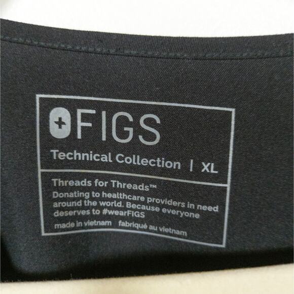 FIGS Casma Three-Pocket Scrub Top in Black Short Sleeve Medical Women's XL - Picture 4 of 6